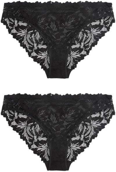 Next - Dames - Set van 2 hoog uitgesneden kanten Ultimate Comfort slips - Zwart