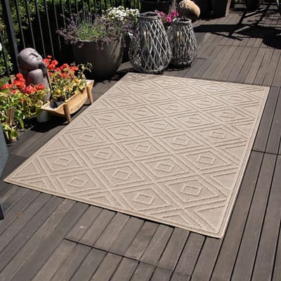 Binnen- en buitenkleed, geometrisch patroon, beige kleur, voor keuken, balkon, bestand tegen 80x150 cm