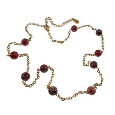 Fijne Verguld RVS Ketting met Amerikaanse Natuursteen, Verstelbaar 45-50 cm - esde2 Ketting