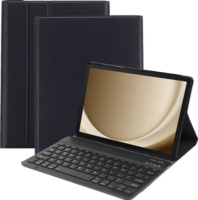 Cazy tablet Hoes met Toetsenbord geschikt voor Samsung Galaxy Tab A9 Plus - QWERTY Portuguese Bluetooth Keyboard Case - Zwart