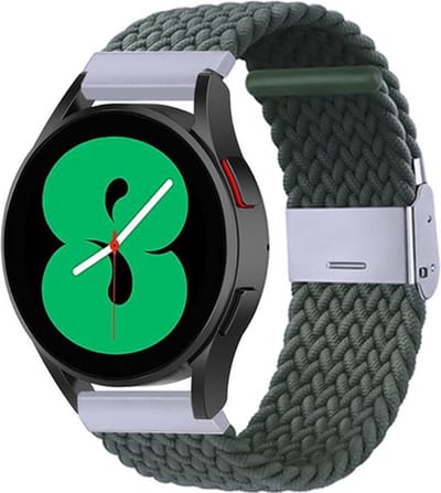 By Qubix - Geschikt voor Garmin bandje - Geschikt voor Garmin Venu / Sq / Sq2 / 2 plus - Braided nylon bandje - Donkergroen - Smartwatch bandje 20mm
