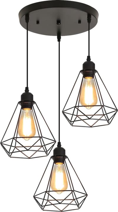 Hanglampen - E27*3 - 145 * 43 * 43 - Groot - geometrische kooistijl - zwart - Lijnlengte 1m - Lamp Niet Inbegrepen