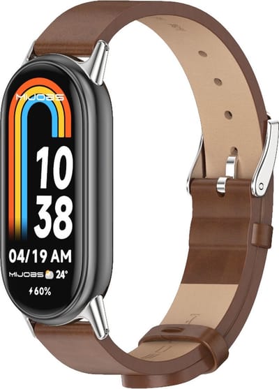 By Qubix - PU leren bandje - Bruin - Geschikt voor Xiaomi Smart Band 8 / 9 / 10