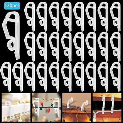 Dailygoods - Clips voor kerstverlichting - Lichtclips voor buiten - Robuust en duurzaam - Mini haakjes - Voor dakgoot verlichting - 120 stuks - Geschi...