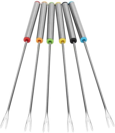 MTTproducts- Fonduevorken 6 Stuks - Roestvrij Staal - Herbruikbaar - Veilig - Antiroest - Geschikt voor Chocolade/Kaas - Fondue Set