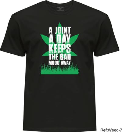 T-shirt Weed-Lover Cannabis Couture: A Joint A Day Keeps The Bad Mood Away Trendy Weed T-Shirts 100%Cotton Fashion