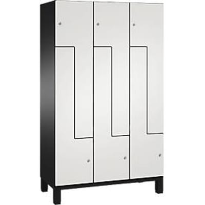 C+P Z locker Cambio, 3 vakken, op poten, B 1200 x D 525 x H 1980 mm, zwart-grijs/wit