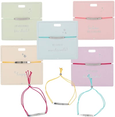 Depesche armband cadeau met boodschap - Edelstaal, roze band, verstelbaar.