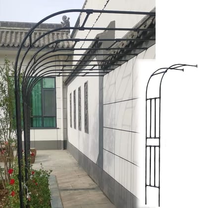Rozenboog Metaal - Tuinboog Klimplanten - Decoratie Tuin - Gegalvaniseerd Staal - 40 x 15 cm - Zwart