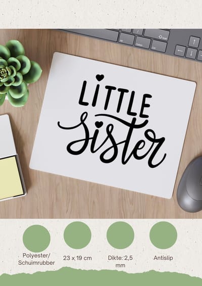Akyol - little sister Muismat - Zus - zusje - cadeau - verjaardag - jongste zus - familie - 23 bij 19 cm