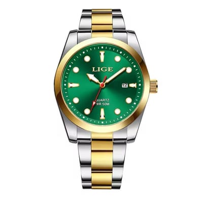 Lige - Herenhorloge - Polshorloge - Heren - Horloge - Horlogedoos - Mannen - Zilver Groen - RVS