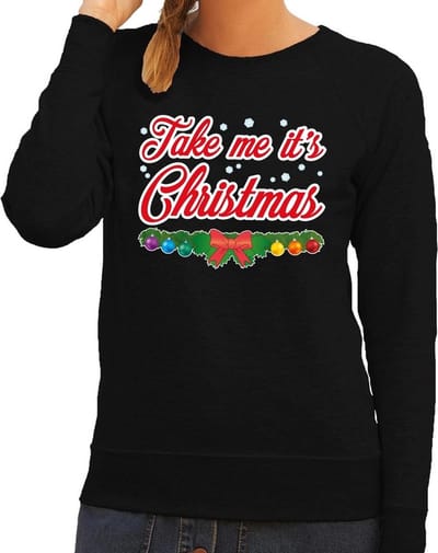 Foute kersttrui / sweater voor dames - zwart -Take Me Its Christmas XS