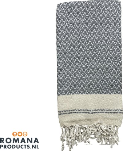 Romana Products Waves Hamamdoek - Baddoek - Strandlaken - Saunalaken - 100cm x 180cm - Grijs