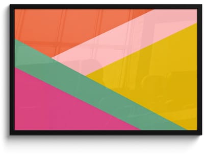 Poster in lijst - Fotolijst 90x60 cm - Posters - Driehoeken - Kleurrijk - Abstract - Posterlijst zwart - Decoratie - Wanddecoratie woonkamer - Muurdecoratie slaapkamer