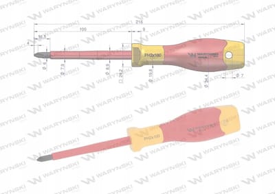 Waryński Geïsoleerde Schroevendraaier PH2 x 100mm VDE Staal S2