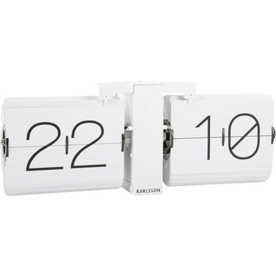 Karlsson Flipklok No Case - Wit - Mat Wit basis - 36x8,5x14cm - Scandinavisch