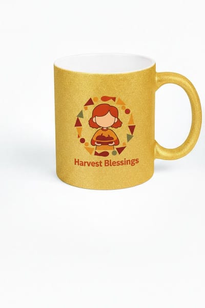 Harvest Blessings Gouden Glitter Mok - Keramiek 330ml Cadeau Idee