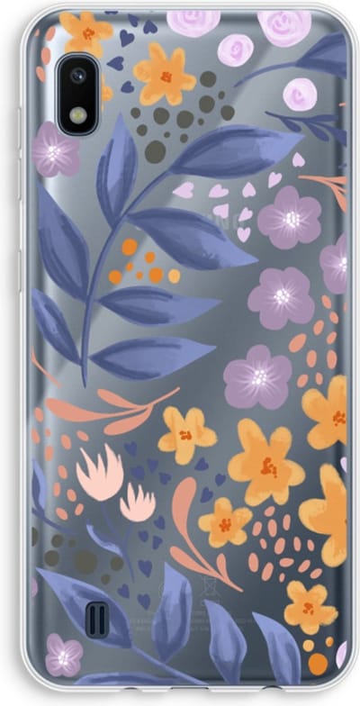 Case Company® - Hoesje geschikt voor Samsung Galaxy A10 hoesje - Flowers with blue leaves - Soft Cover Telefoonhoesje - Bescherming aan alle Kanten en Schermrand