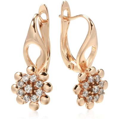 Nouvelles Boucles d'Oreilles Pendantes Fleur Insolite Zircon Naturel Pour Femmes Couleur Or Rose Boucles d'Oreilles Sexy Filles de Soirée Bijoux Mode beige