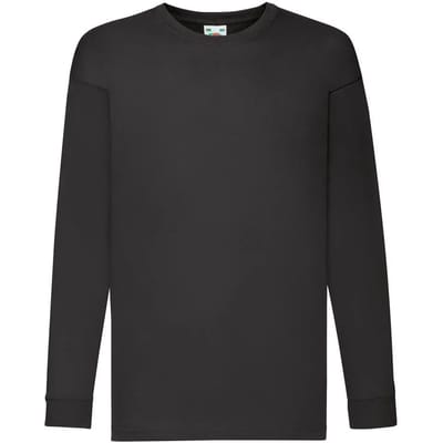 Fruit of the Loom Kids Value Weight Longsleeve 5 stuks T-shirt Zwart (Maat 104)