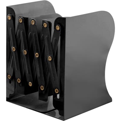 Serre-livres Rétractable Flexible Grande Taille Sans Autocollant Matériau Métal Support de Livre de Bureau pour Bureau Black