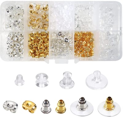 Dailygoods- Oorstoppers 600 Stuks - Oorbel Stoppers Achterkantjes - Oorstoppers voor Oorbellen - Silicone Oorstoppers - Veilige Sluitingen - Diverse Stijlen - Oorbelstoppers