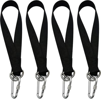 Set van 4 Schommel- en Hangmatbevestigingen - Zwart - 50 x 2,5 cm - Sterke Polyester Riemen met D-ringen - Voor Hangstoelen en Schommels