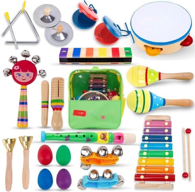 Kinder Muziekinstrumenten Set - 26 Stuks Houten Percussie Speelgoed Voor Peuters - Montessori Muziekspeelgoed Met Xylofoon En Maracas - Educatief Speelgoed Voor Baby's En Kinderen Van 1 Tot 5 Jaar