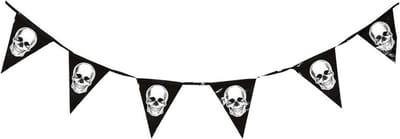 Horror schedel/doodshoofd vlaggenlijn/slinger 360 cm Halloween decoratie - Horror themafeest versiering