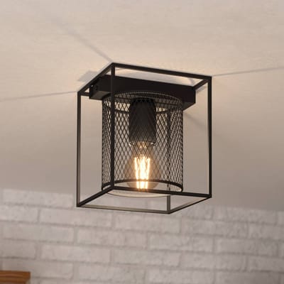 EGLO Plafondlamp Catterick, zwart, een kooikap
