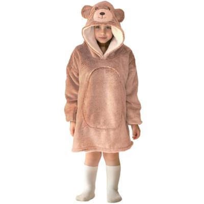 Noxxiez Hoodie Deken Beer - Kindertrui Fleece 3-6 Jaar - Knuffel.