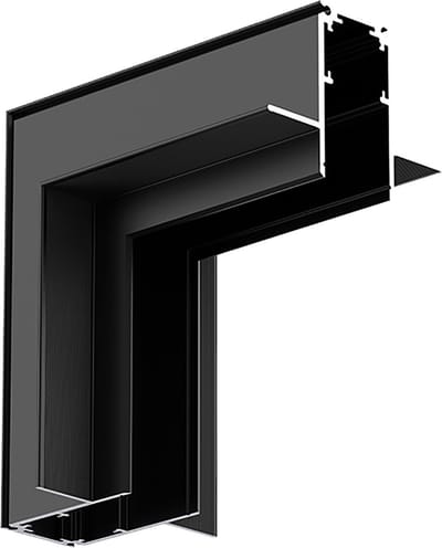 Hoekstuk voor 48V Magnetische Track Rails - Brinton Magni - Inbouw - Plafond naar Muur - Zwart