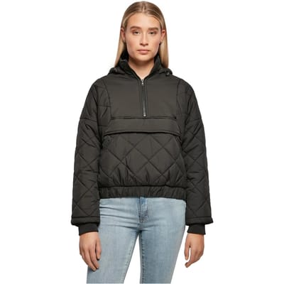 Dames sweatshirt met capuchon Urban Classics oversized diamond quilted pull over