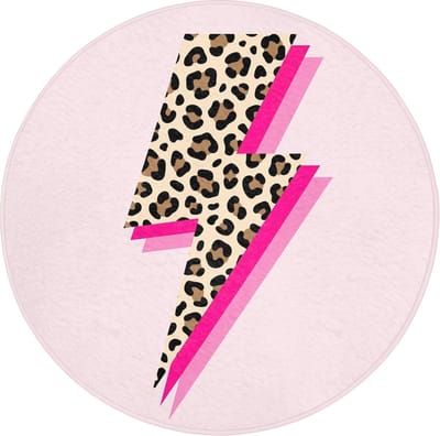 WC mat rond 70x70 cm - Antislip - Stippen - Roze - Bliksem - Toiletmat - Vloermat - Douchemat - Toilet tapijt - Toiletmatten