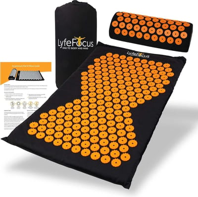 Acupressuurmat en kussenset met reistas - gewatteerde spikes voor rug-, nek- en schouderpijnverlichting