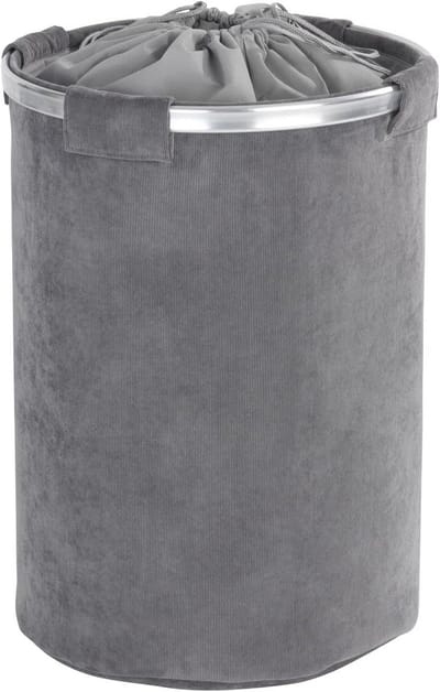 Grijze wasmand met deksel en aluminium frame, 68L