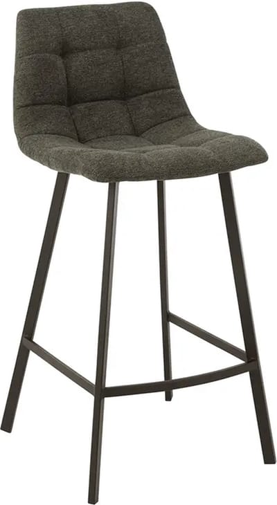 J-Line barstoel Stephane - textiel/metaal - donkergrijs - 2 stuks