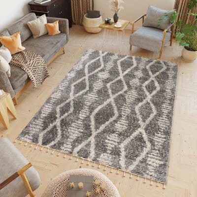 Tapiso Versay Fringes Vloerkleed Hoogpolig Woonkamer Tapijt Maat- 140x200