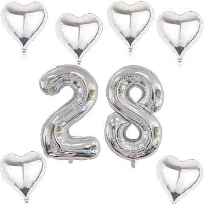 Dailygoods- Folieballon XXL 40 inch - Cijferballon 28 - Verjaardagsdecoratie - Ballon zilver - Hoge vormvastheid - Vuldruk blijft constant