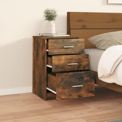 vidaXL - Nachtkastje - 40x40x63 - cm - bewerkt - hout - gerookt - eikenkleurig