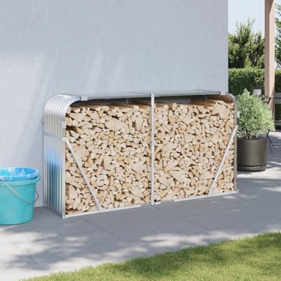 Houten Rek voor Buiten met Staal Afdekking - Opslagruimte voor Brandhout - Ideaal voor Terras en Open Haard - 180 x 45 x 100 cm