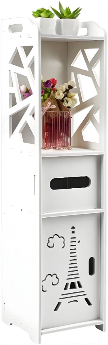 AHD® Toiletrolhouder - Toiletrolhouder Staand - Toiletkastje - Wit - 20cm x 20cm x 80cm