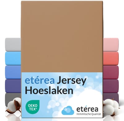 etérea Jersey Hoeslaken 90x200 - 100x200 cm Oekotex Made in Green - 100% katoen - Stucco