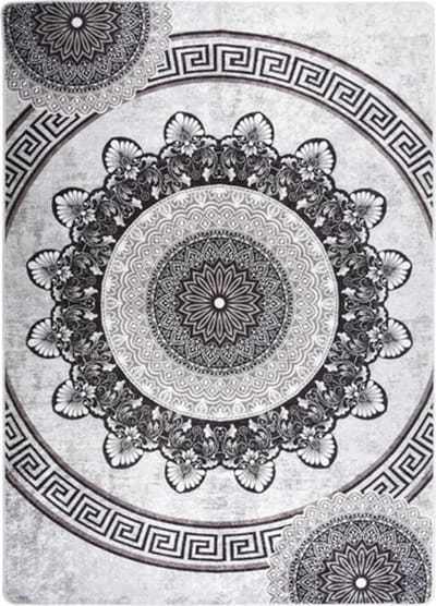 vidaXL - Vloerkleed - wasbaar - 120x180 - cm - zwart - en - grijs