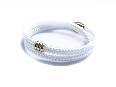 NIEUW! Jolla - dames armband - wikkelarmband - zilver - touw - bedels - Basic Rope - Wit/Goud