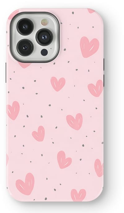Tough Hoesje met Hartjes geschikt voor iPhone 13 Pro | Little Love Tough Case Geschikt voor Mag | Hartjes Print Backcover geschikt voor iPhone 13 Pro Pink Blush