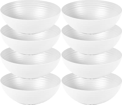 Plasticforte Kommetjes/schaaltjes - 8x - Dessert/ontbijt - Kunststof - D13 cm - Ivoor wit