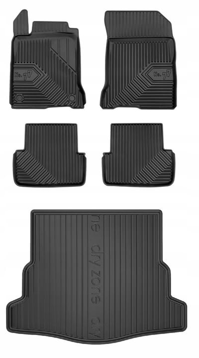 FROGUM - Voordeelset No.77 & DRY ZONE - Geschikt voor RENAULT Laguna III Coupe (2007-2015) - Rubberen matten + Kofferbakmat - Zwart