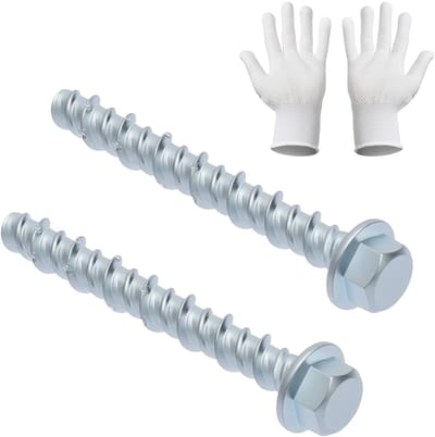 Betonschroeven zonder plug, zeskantkop met handschoenen, betonschroef voor metselwerk beton DIY thuiswerken industrieprojecten
