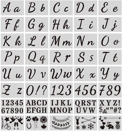 Dailygoods- Lettersjablonen 40 stuks - 128 Designs - Sjablonen voor Schilderen - Kunst Alfabet - Cijfers - Robuust PET-Materiaal